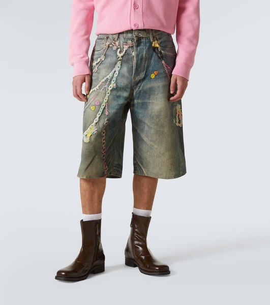 Trompe l'oeil denim shorts