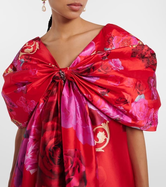 Poly bow-detail taffeta maxi dress