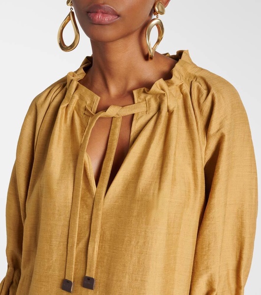 Jene linen and silk-blend shirt dress