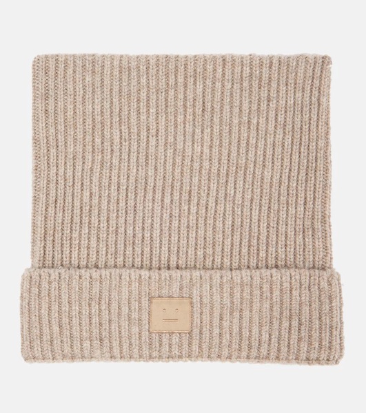 Face ribbed-knit wool-blend beanie