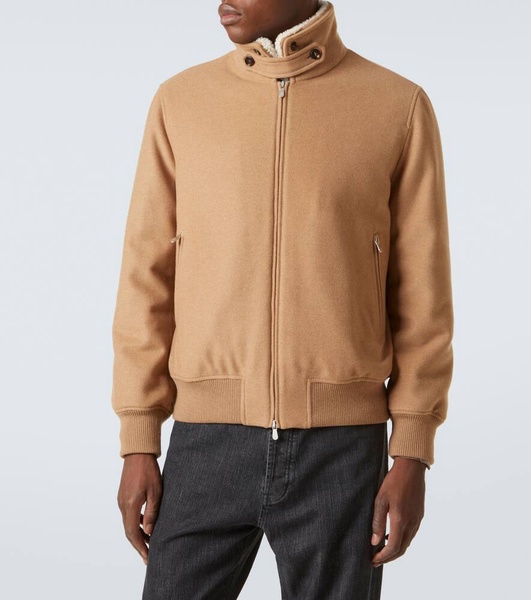 Padded shearling-trimmed cashmere blouson