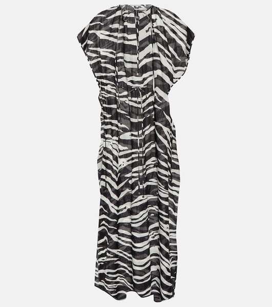 Zebra-print cotton maxi dress