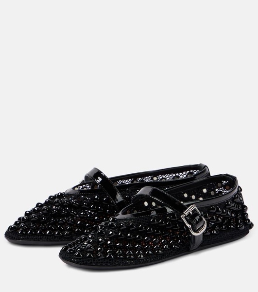 Studded mesh Mary Jane flats