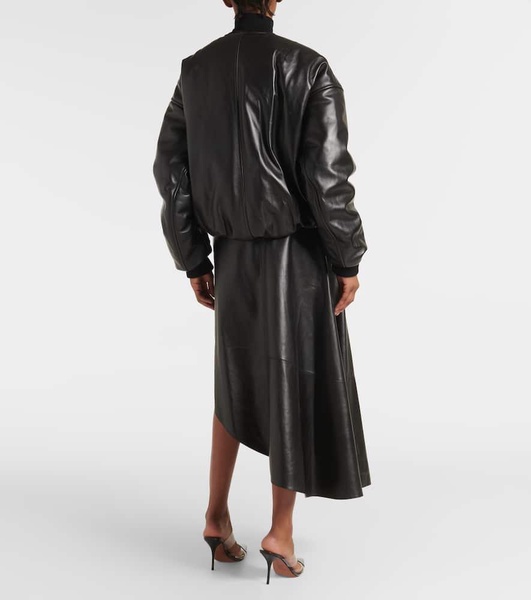 Leather bomber jacket