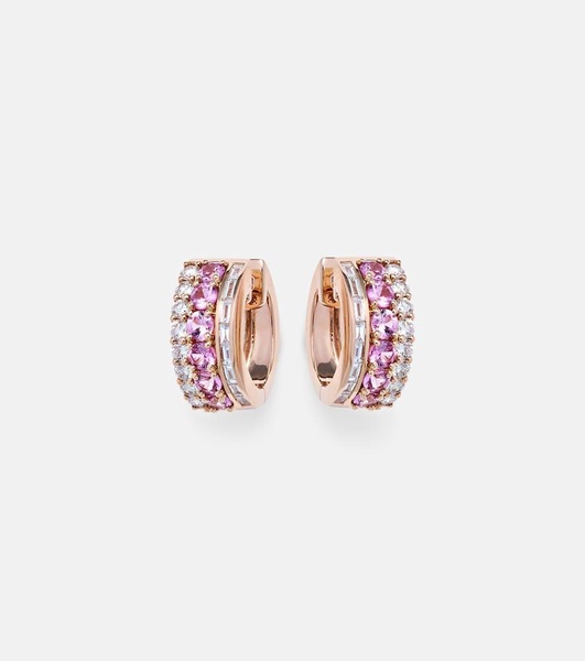 Lola 18kt rose gold hoop earrings with diamonds and sapphires