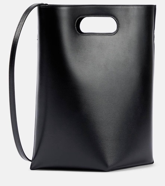 Folded leather tote bag