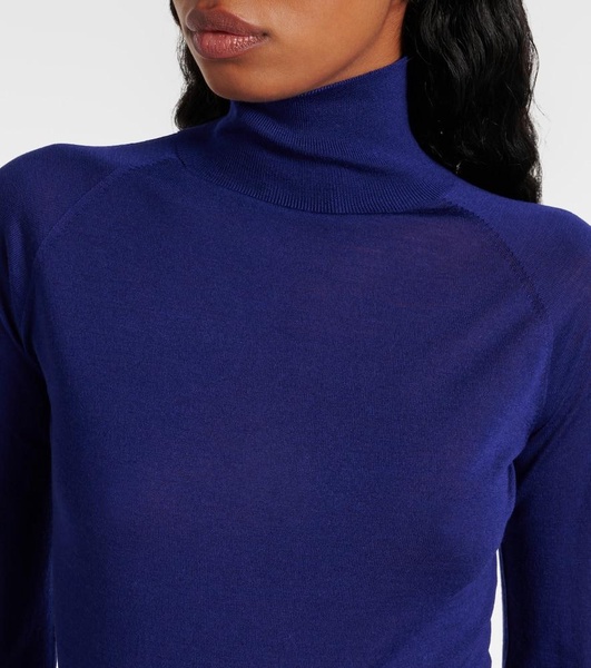 Sheer turtleneck wool bodysuit