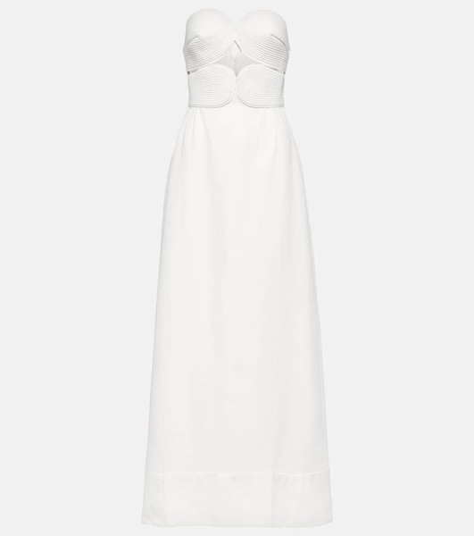 Matelassé cutout strapless maxi dress