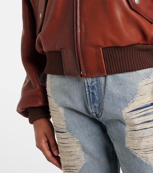 Leather bomber jacket 