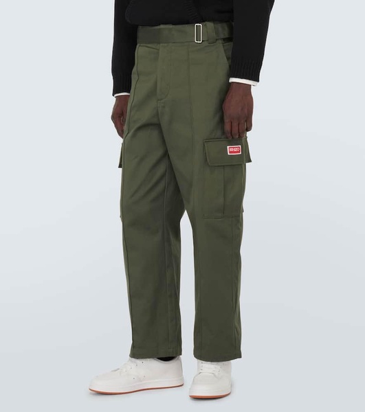 Mid-rise cotton cargo pants