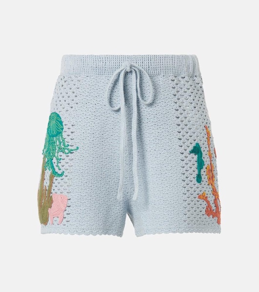 Splash embroidered cotton shorts