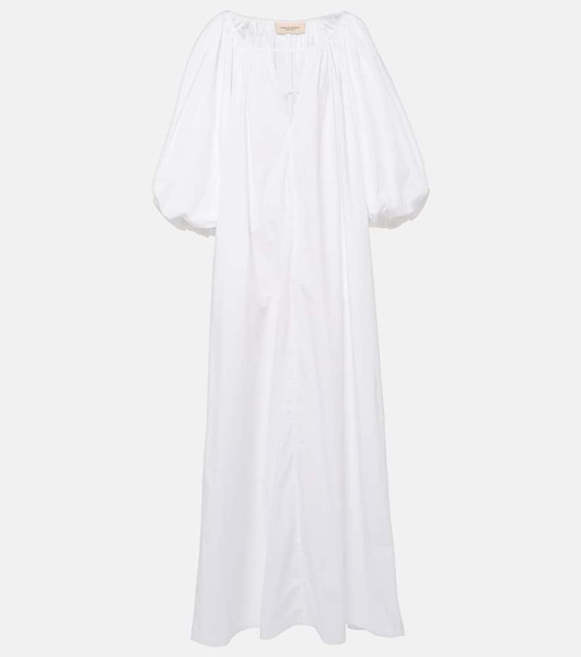 Puff-sleeve cotton maxi dress