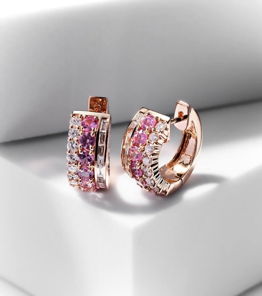 Lola 18kt rose gold hoop earrings with diamonds and sapphires