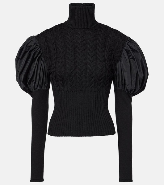 Fune taffeta-trimmed wool-blend sweater
