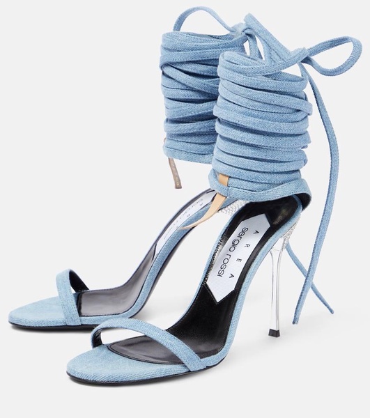 x Sergio Rossi Marquise denim sandals