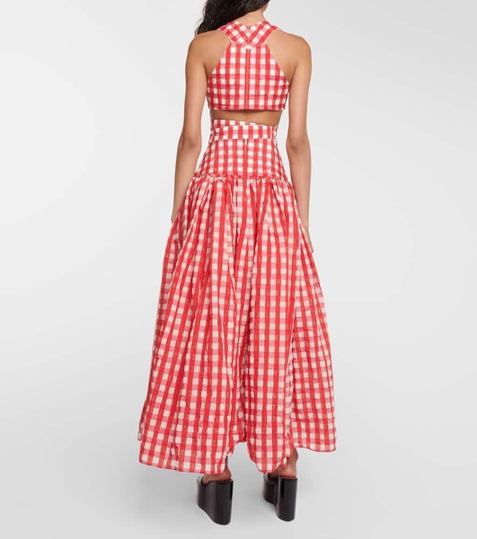 Vichy gingham cutout crop top
