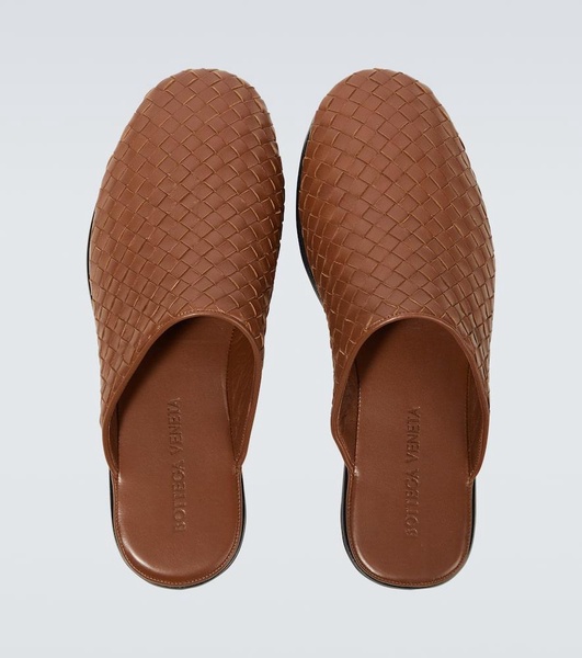 Intrecciato leather slippers
