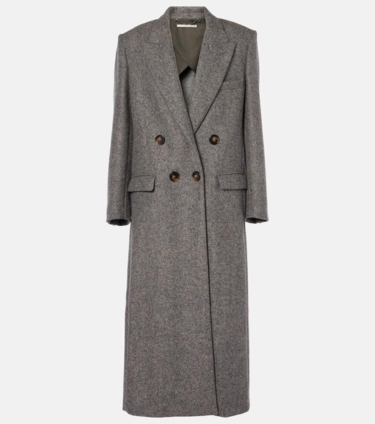 Double-breasted wool and silk-blend coat