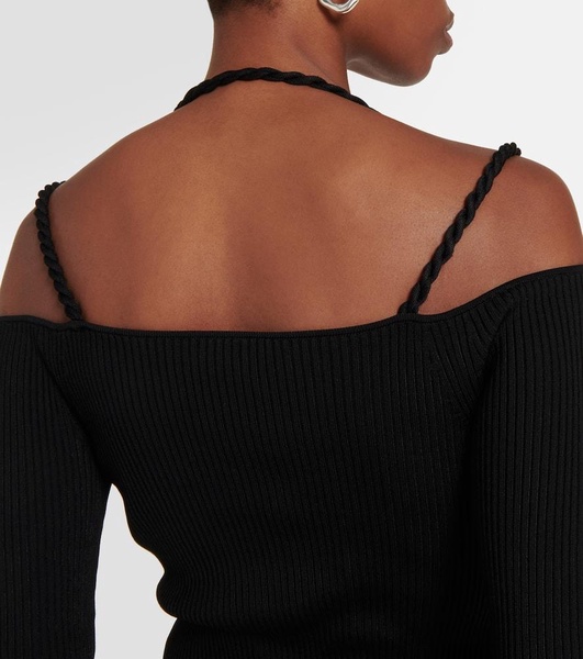 Ribbed-knit cutout top