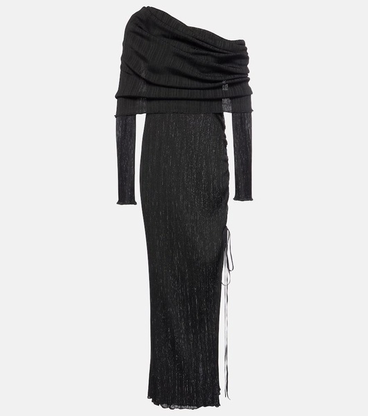 Off-shoulder ruched maxi dress