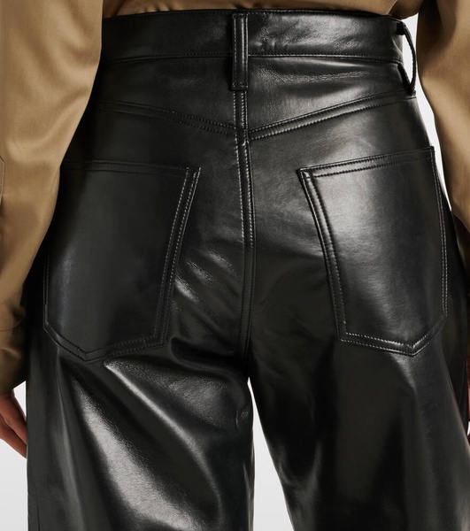 Luna high-rise leather-blend barrel-leg jeans