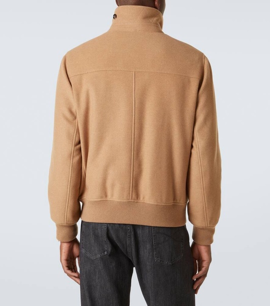 Padded shearling-trimmed cashmere blouson