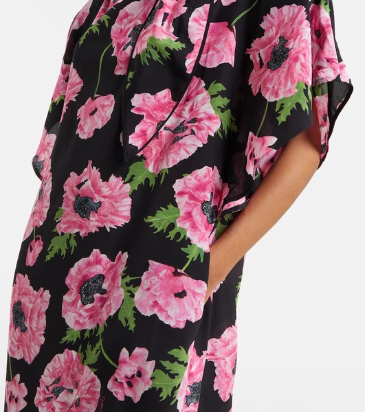 Floral printed silk maxi dress