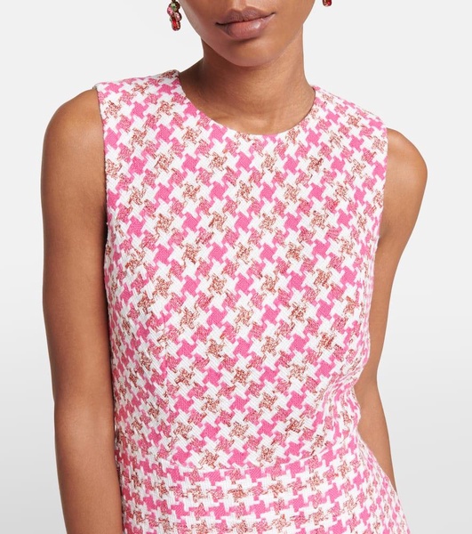 Fringe-trimmed tweed minidress