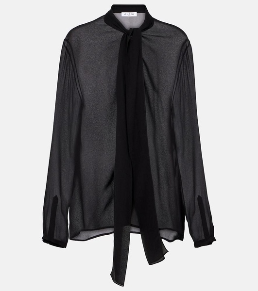 Tie-neck georgette blouse