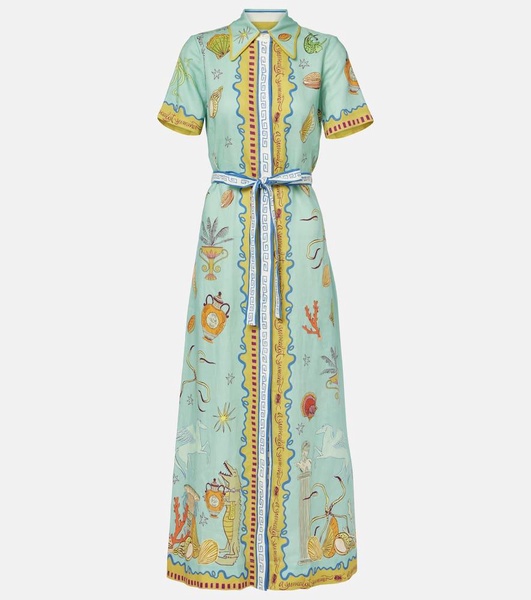 Surrealist Summer linen shirt dress
