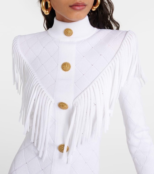 Fringed knit minidress 