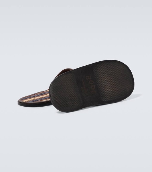 Duotone leather-trimmed slides
