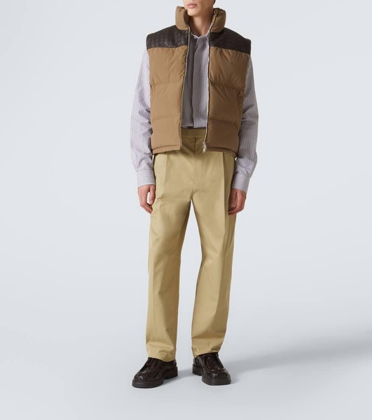 Intrecciato cotton poplin down vest