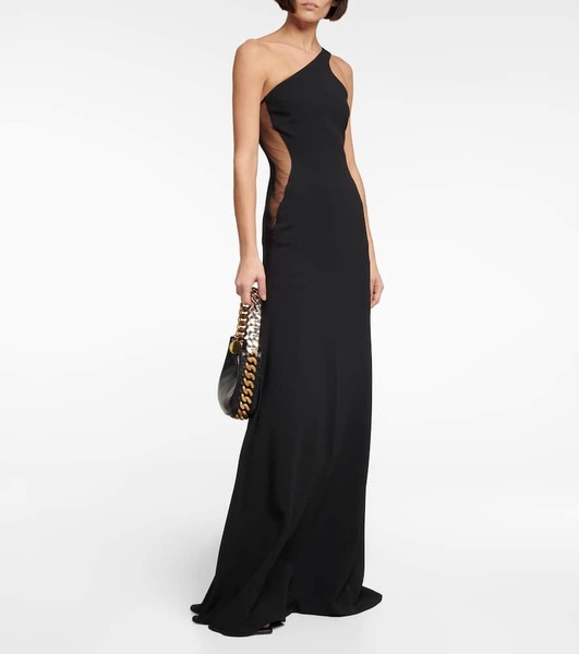 One-shoulder cady maxi dress