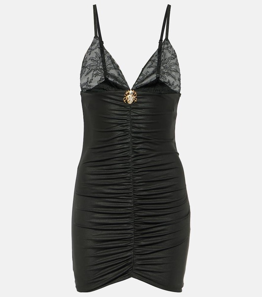Laminated jersey minidress