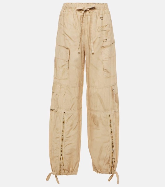 Trompe l'œil linen and cotton cargo pants