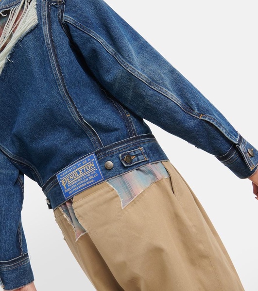 x Pendleton distressed denim jacket