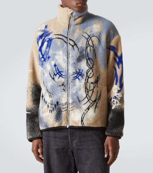 Teddy jacquard fleece zip-up jacket