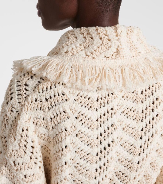 Natural Chevron cotton and linen-blend cardigan