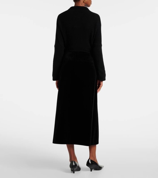 Paraggi cotton velvet midi skirt
