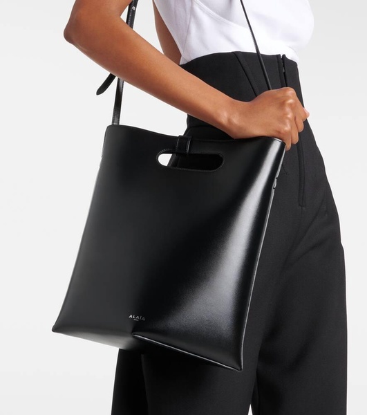 Folded leather tote bag