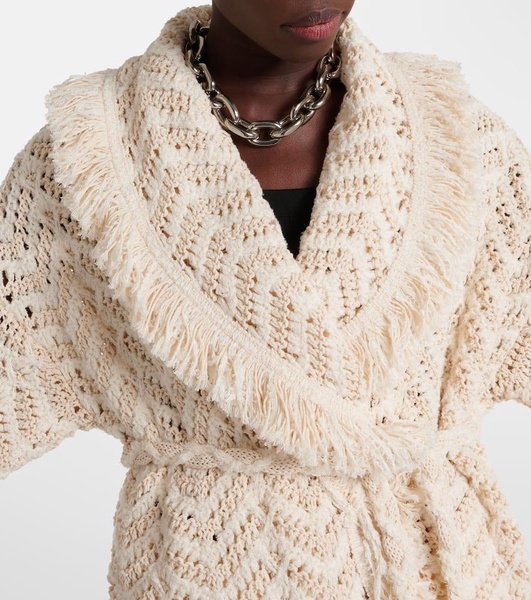Natural Chevron cotton and linen-blend cardigan