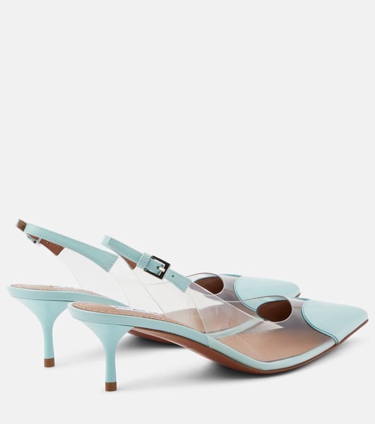 Le Cœur patent leather and PU slingback pumps