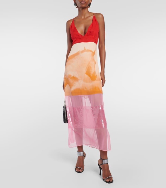 Sequined silk midi dress