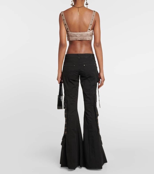 Embellished low-rise flared jeans