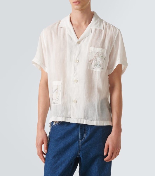 Skiers linen bowling shirt