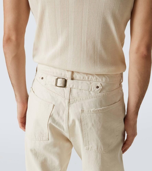 Buckle-detail mid-rise straight jeans