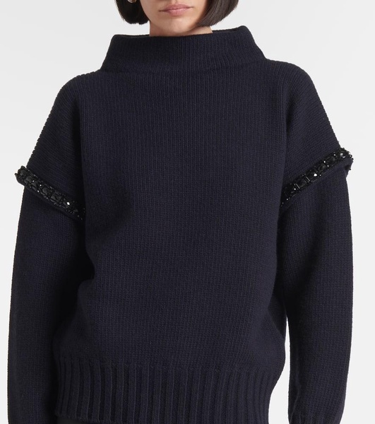 Gene embellished virgin wool hoodie