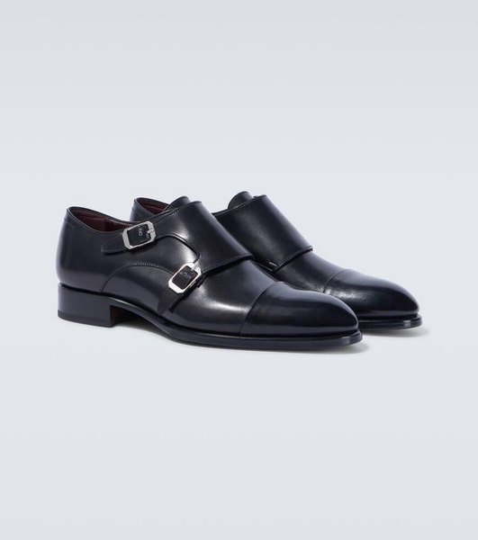 Leather monk strap shoes