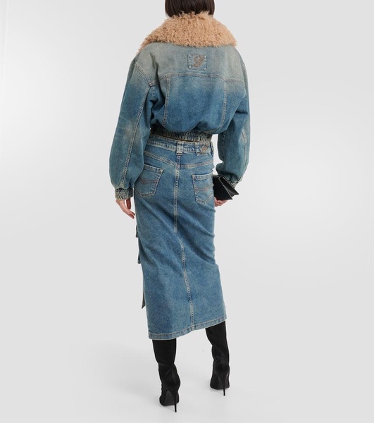 Denim midi skirt